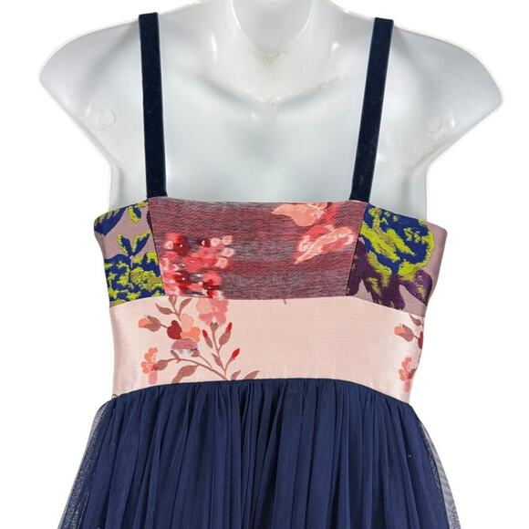 Moulinette Soeurs Anthropologie Fairy Whimsigoth Navy Tulle Embroidered Dress 0 - Picture 13 of 15